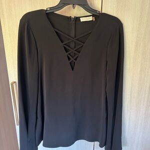 Ramy Brook Black Blouse with Crisscross V-Neck